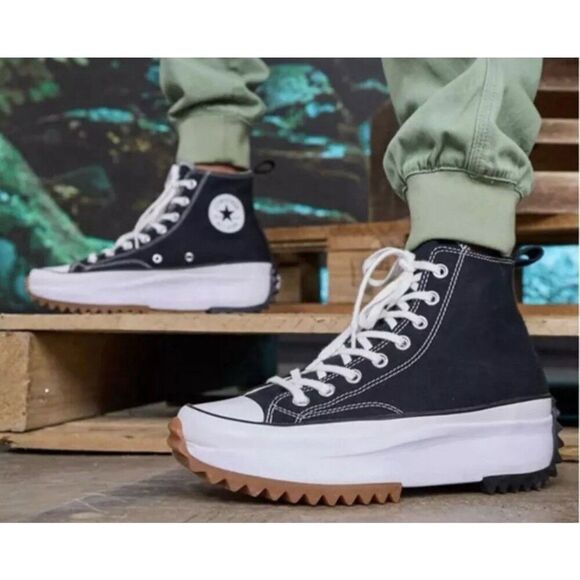 CONVERSE Run Star Hike Canvas Platform Sneakers 11.5 Men’s (13 Women’s) Black - Picture 3 of 9